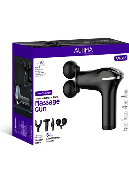 Auhma Akıllı Çipli 2 Başlıklı Titreşimli Masaj Tabancası