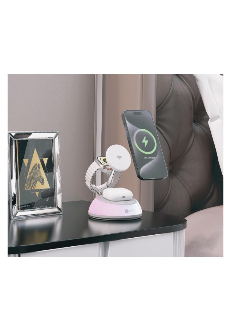 Aggiy Charge Glow 15w Gece Lambalı Hızlı Wireless Kablosuz Şarj Standı