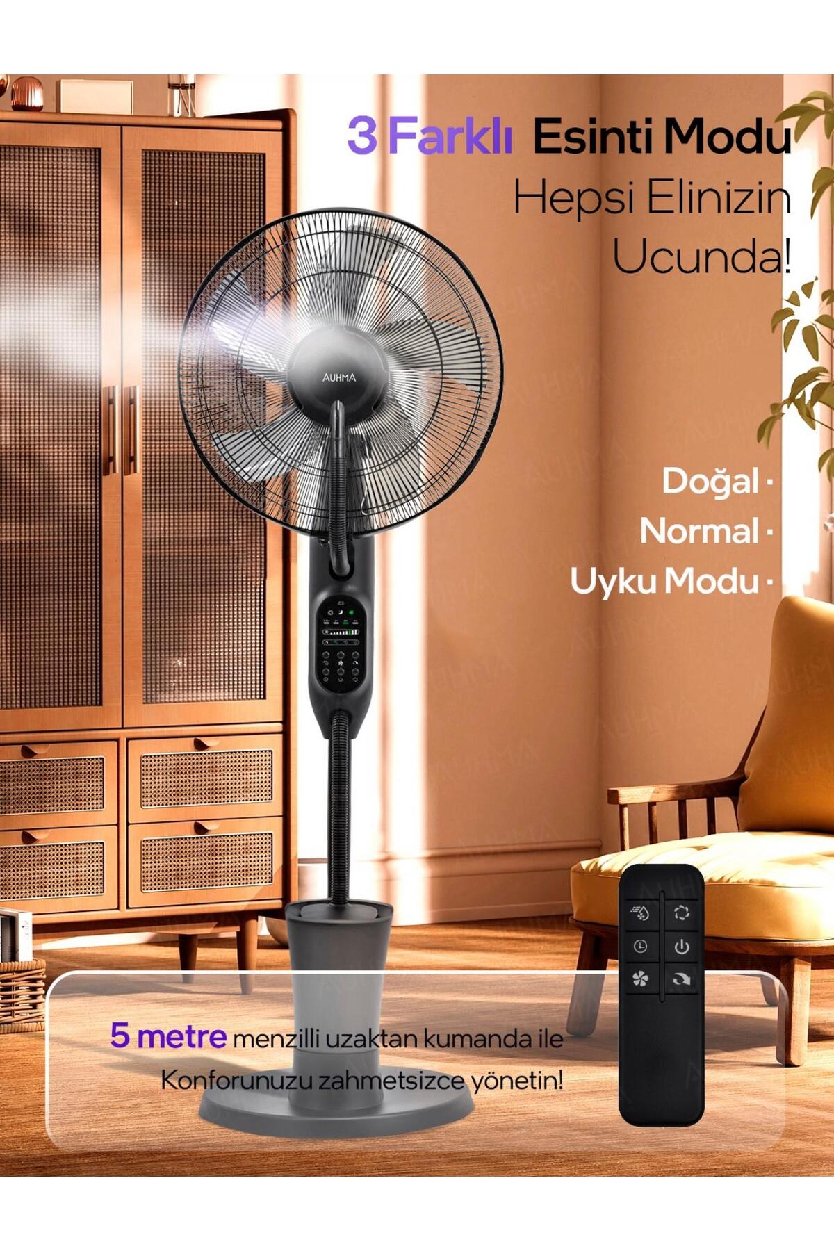 Uzaktan Kumandalı Nemlendiricili Ayaklı Vantilatör – 3 Farklı Esinti Modlu Premium İyonizerli Sulu Fan