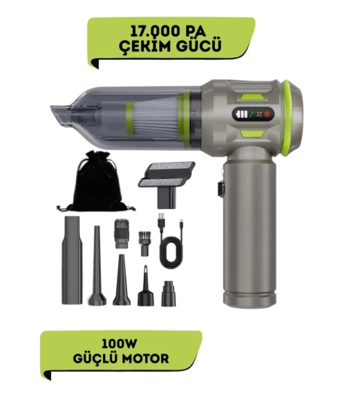 Auhma AHV-20 Kablosuz Araç İçi Süpürge 17000PA Güçlü Vakum Dijital Göstergeli