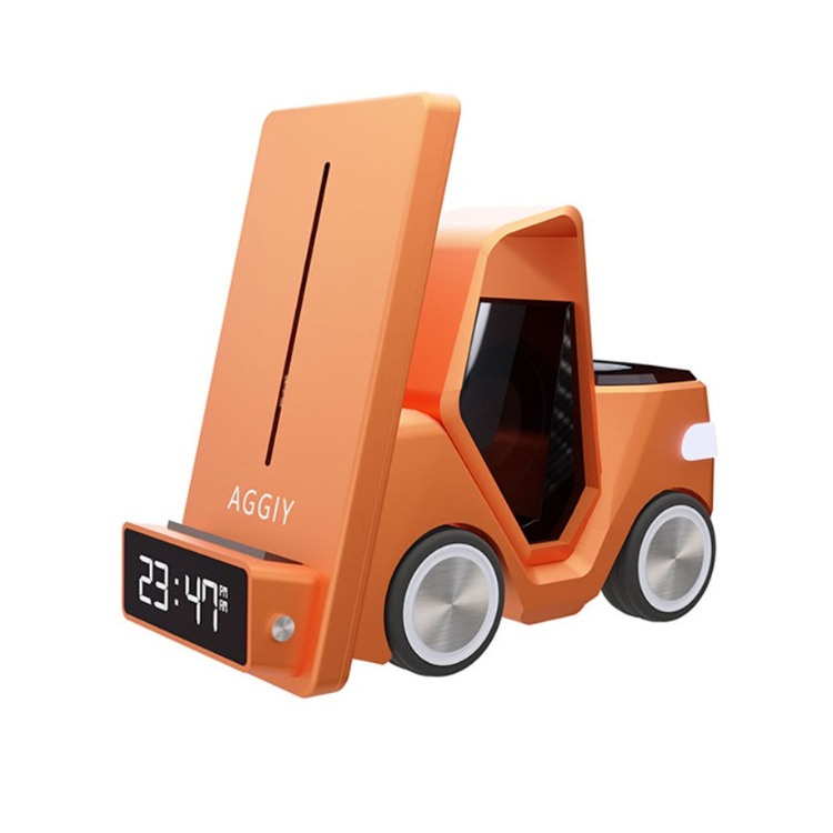 AGGIY AG-W16 Akıllı Araç Tasarımlı Hoparlör | Kablosuz Şarj + Saat + RGB Işık
