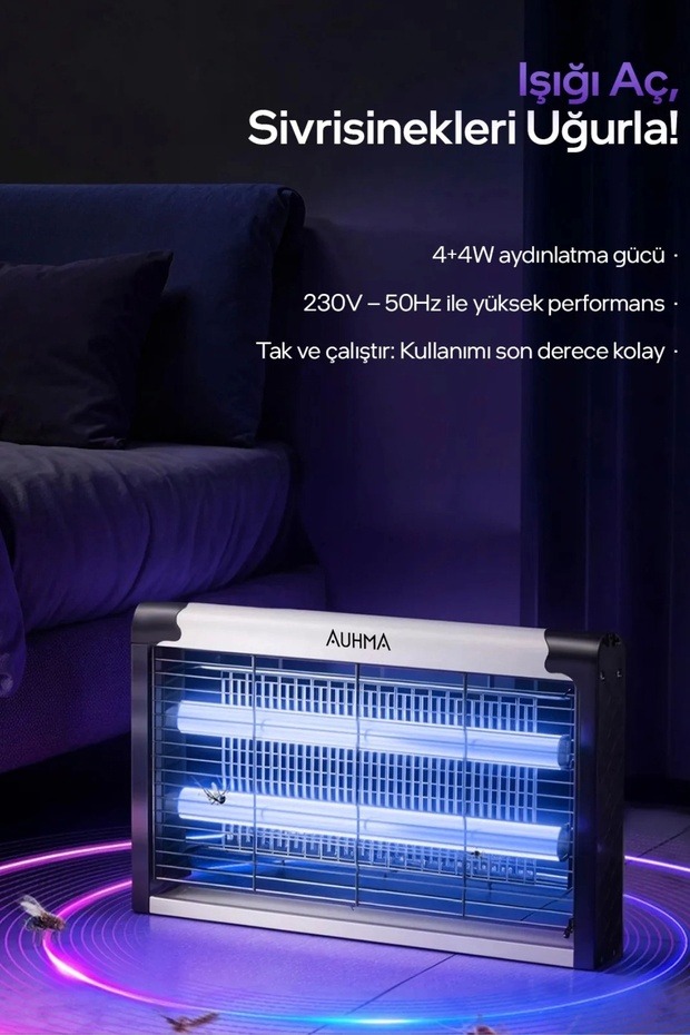 Elektrikli Sinek Öldürücü 4+4W | Zincir Askılı Lambalı