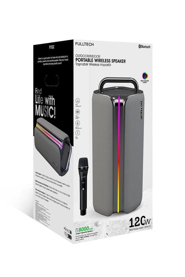 Taşınabilir Kablosuz Bluetooth Hoparlör | 120W Güç, RGB Işık, IPX4 Su Geçirmez
