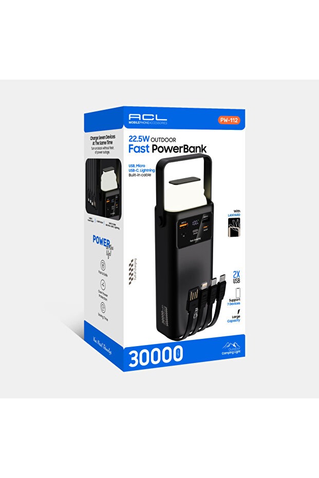 22.5W Outdoor Hızlı Şarj Powerbank – 30.000mAh, Çoklu USB Çıkış