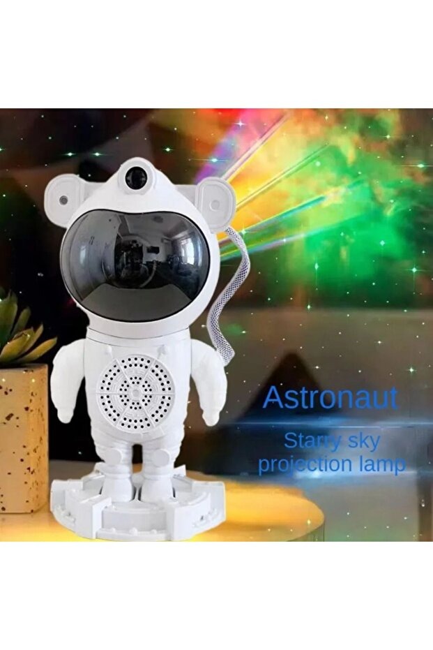 Bluetooth Hoparlör Astronot Projeksiyon Gökyüzü LED Masa ve Gece Lambası