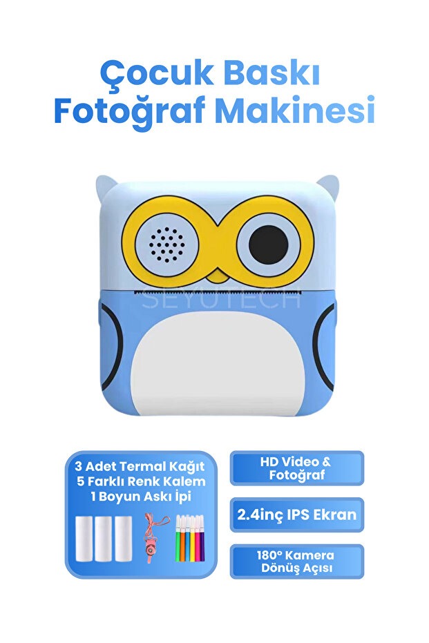 Çocuk Kamerası HD Video ve Fotoğraf Resim Kağıt Baskılı Yazıcı