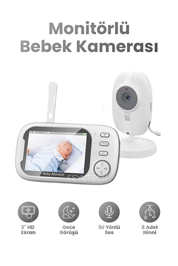 LCD Ekranlı Bebek Kamerası Gece Görüşlü Sıcaklık Kontrollü