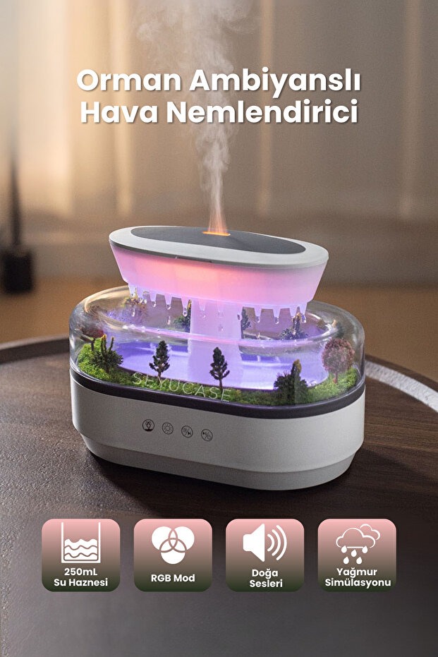 Orman Ambiyanslı Hava Nemlendirici Aroma Difüzörü Aromaterapi Buhar Makinesi